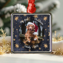 Hund Pet First jul Photo Rustic Messy Stars