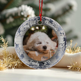 Hund Pet First jul Photo Wreaths Silver Foil Julgransprydnad Keramik