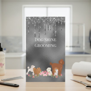 Hund Pet Grooming Sitta Business Glitter Flygblad