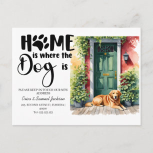 hund pet har flyttat! nytt adress tillkännagivande meddelande vykort