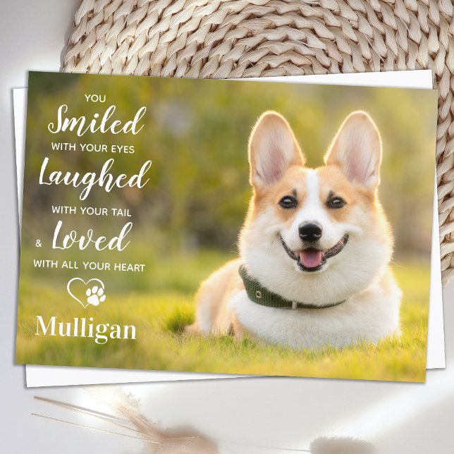 Hund Pet Loss Modern Photo Personlig Memorial Tack Kort (Skapare uppladdad)
