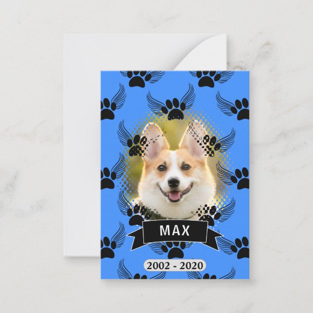 Hund Pet Memorial Anpassningsbar Blue Anteckningskort (Framsida)