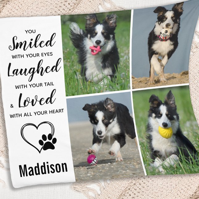 Hund Pet Memorial - ihågkommande fotokollage Fleecefilt (Skapare uppladdad)