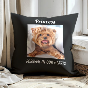 Hund Pet Memorial Memory Forever Hearts Black Kudde