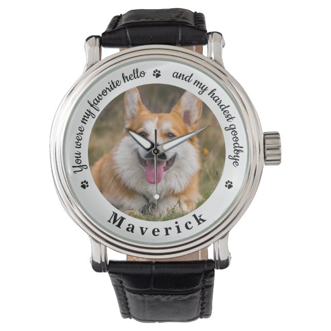 Hund Pet Memorial Modern Photo Anpassningsbar Armbandsur (Framsida)