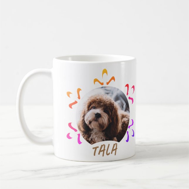 Hund Pet Namn Photo Colorful Snowflake Kaffemugg (Vänster)