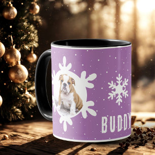 Hund Pet Namn Photo Lila Snowflake Mugg