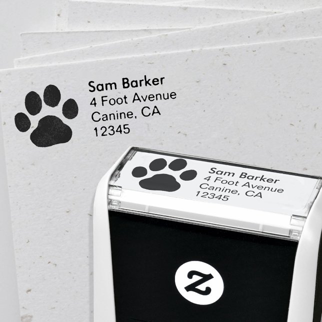 Hund Pet Paw Print Returadress eller Cat Cute Cute Självfärgande Stämpel (Skapare uppladdad)
