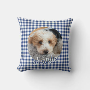 Hund Pet Personlig Photo Namn Blue Play Kudde