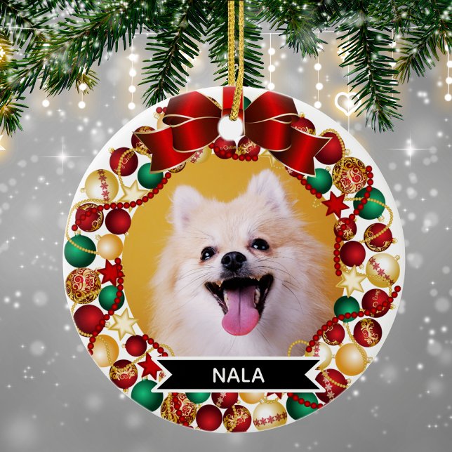 Hund Pet Photo (fesch) för julfransarna Julgransprydnad Keramik (Pomeranian ornament)