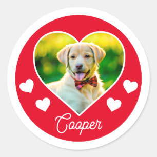 Hund Pet Photo Heart-Personligen jul Runt Klistermärke