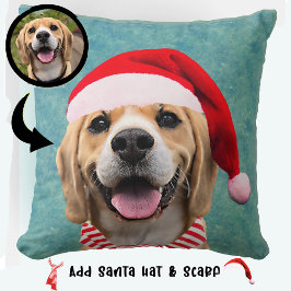 Hund Pet Photo med Digital Santa Hat Scarf Gift Kudde