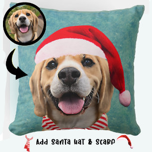 Hund Pet Photo med Digital Santa Hat Scarf Gift Kudde
