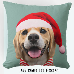 Hund Pet Photo med Digital Santa Hat Scarf Gift Kudde