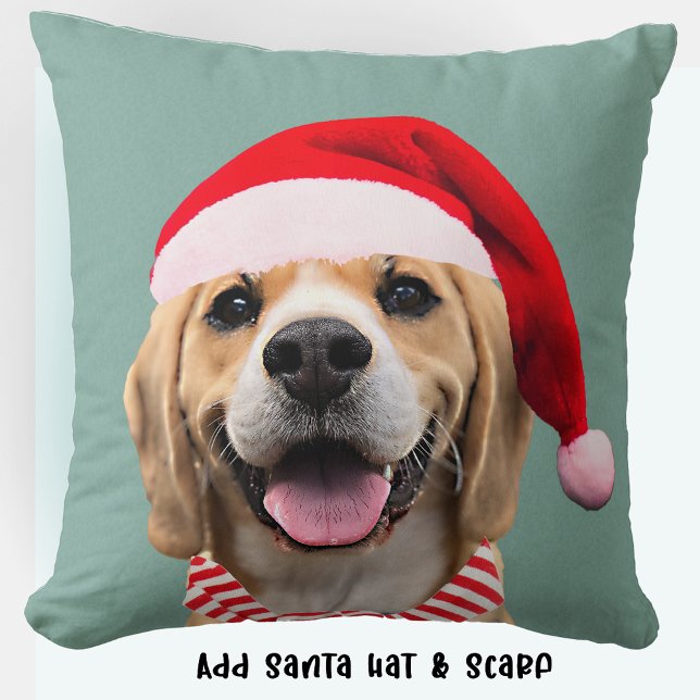 Hund Pet Photo med Digital Santa Hat Scarf Gift Kudde (Skapare uppladdad)