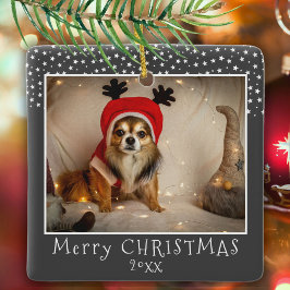 Hund Pet Photo Stars Grått God jul Julgransprydnad Keramik