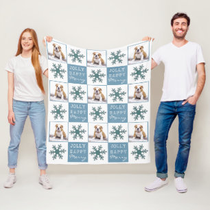 Hund Pet Photo Typography Snowflake jul Fleecefilt