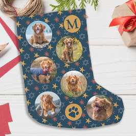Hund Pet Photo Vintage Retro Stars Mönster Liten Julstrumpa