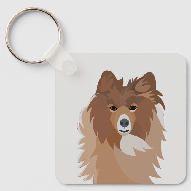 Hund Pet Sheltie Hund Nyckelring (Framsida)