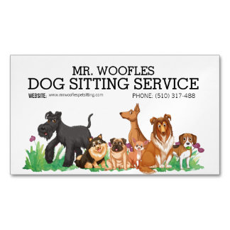 Hund Pet Sitta Service Watercolor Magnetiska Visitkort