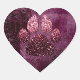 Hund Pet Tass Burgund Glitter Heart Spark Hjärtformat Klistermärke