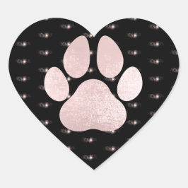 Hund Pet Tass Burgund Glitter Heart Spark Hjärtformat Klistermärke