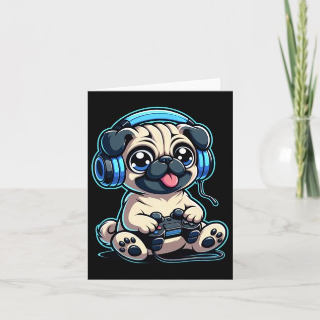 Hund PgGaming Pug Pugs Video Game 1 Kort (Framsida)
