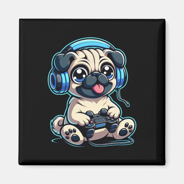 Hund PgGaming Pug Pugs Video Game 1 Magnet (Framsidan)
