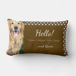 Hund Photo and Family Namn Polka Dot Brown Lumbarkudde