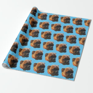 Hund Photo Boxer Puppy Bright Blue-Anpassningsbar Presentpapper