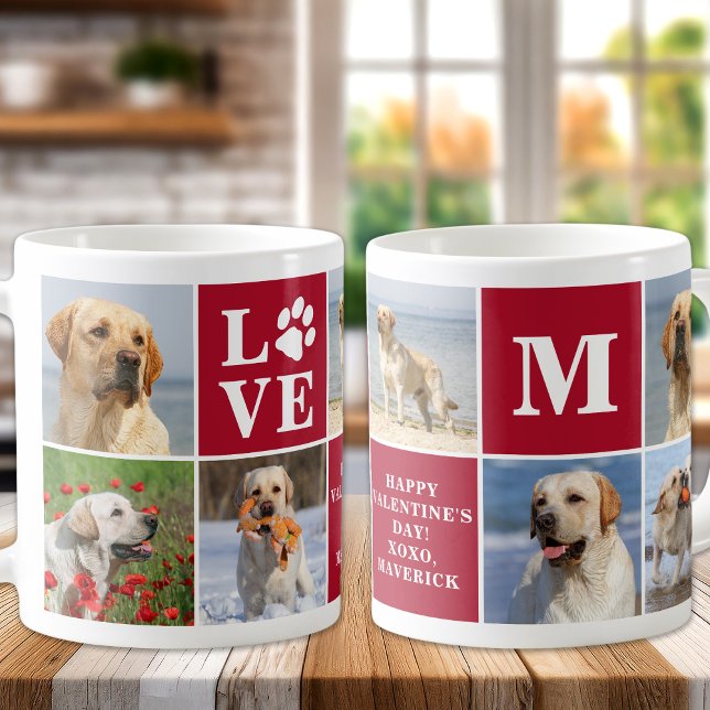 Hund Photo Collage Anpassningsbar 7 Alla hjärtans  Kaffemugg (Skapare uppladdad)