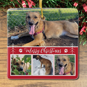 Hund Photo Collage Red jul Ornament