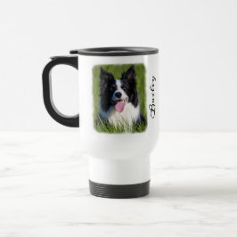 Hund Photo Faded Gräns Personlig Namn och citat Resemugg