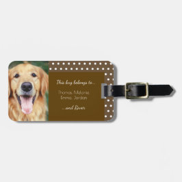 Hund Photo Family Namn Polka Dot Brown Bagagebricka
