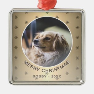 Hund Photo Golden Snowflake Metallic Jul Julgransprydnad Metall