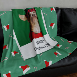 Hund Photo Grönt Anpassningsbar jul Fleece Blanket
