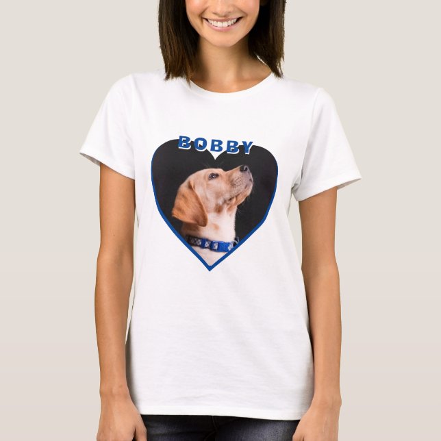 Hund Photo Heart Namn Hund Pet Owner T Shirt (Framsida)