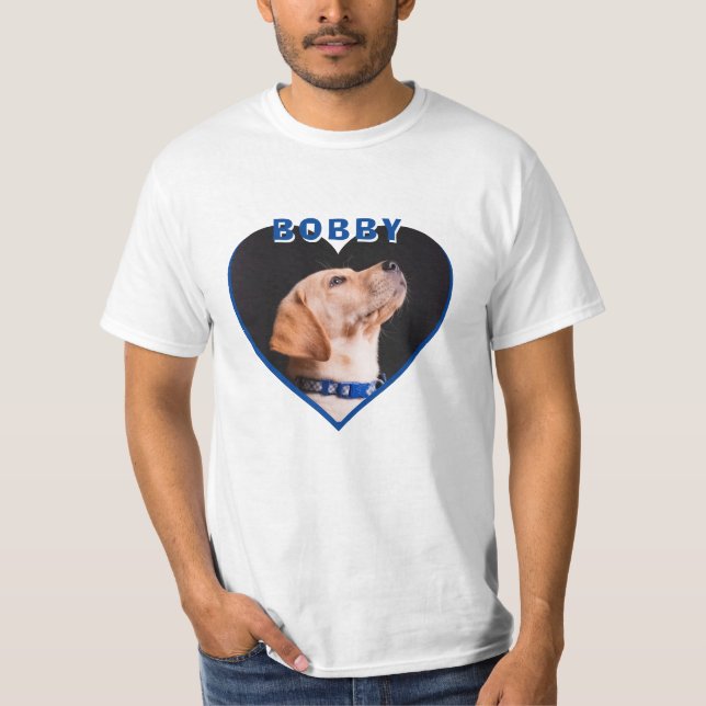 Hund Photo Heart Namn Hund Pet Owner T Shirt (Framsida)