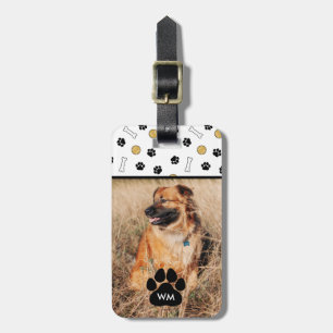 Hund Photo & Hund ThLED Mönster Monogram Bagagebricka