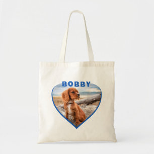 Hund Photo Namn Blue Heart Hund Tygkasse