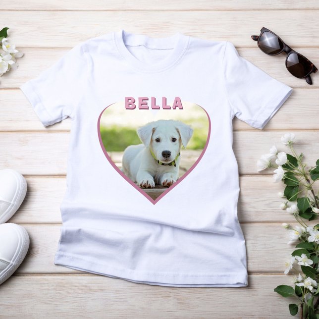 Hund Photo Namn Heart Hundägare T-Shirt (Skapare uppladdad)