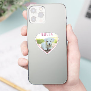 Hund Photo Namn Rosa Heart Hundägare Heart Heart Klistermärken
