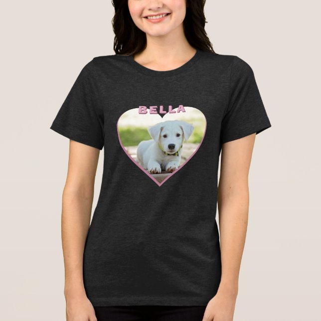 Hund Photo Namn Rosa Heart T Shirt (Framsida)