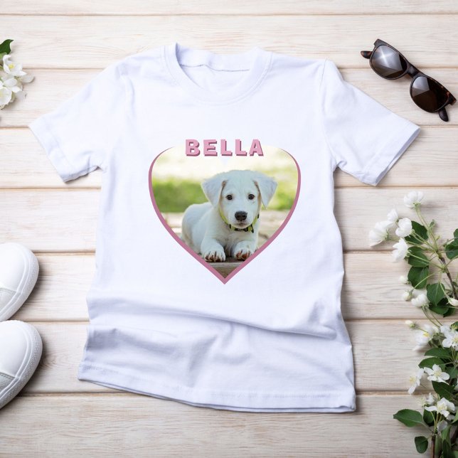 Hund Photo Namn Rosa Heart T- Shirt T (Skapare uppladdad)