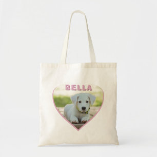 Hund Photo Namn Rosa Heart Tygkasse
