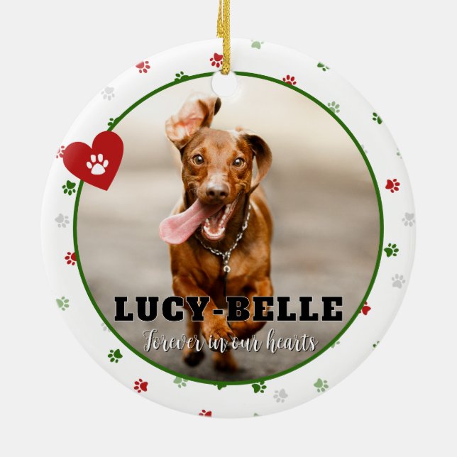 Hund Photo Pet Memorial Sympathy Gift Ornament (Baksidan)
