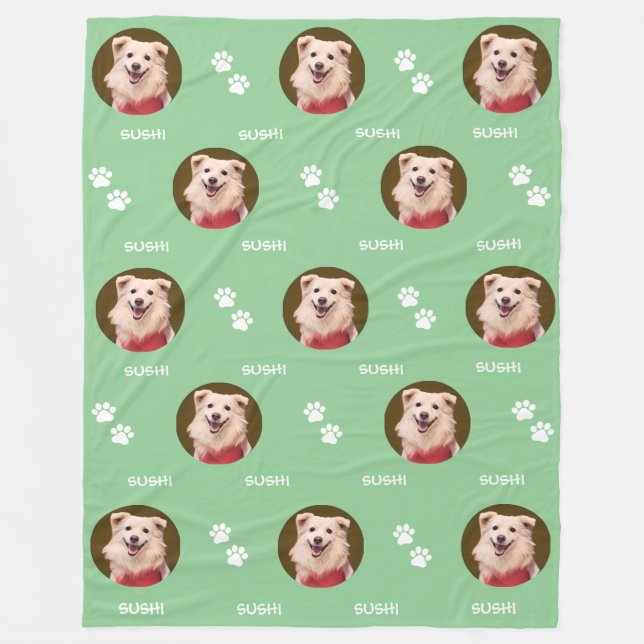 Hund Photo Pet Namn Tassar Mint Grönt Fleece Blank (Framsidan)