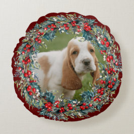 Hund Photo Pets anpassningsbar för den söta julkra Rund Kudde