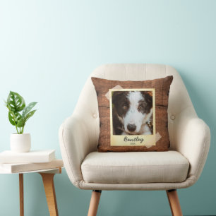 Hund Photo Ram Rustic Personlig Dekorativ kudde