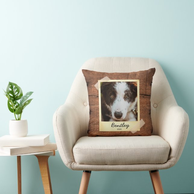 Hund Photo Ram Rustic Personlig Dekorativ kudde (Stol)